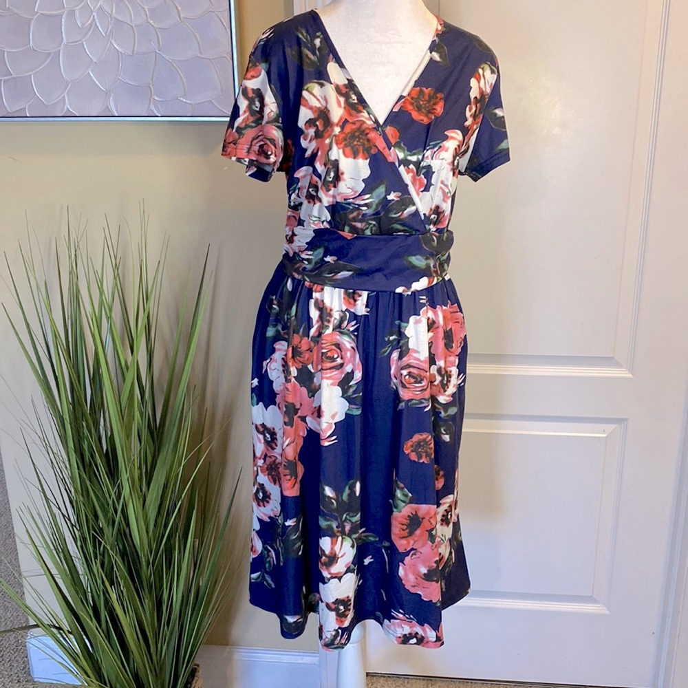 Navy and Pink floral dress